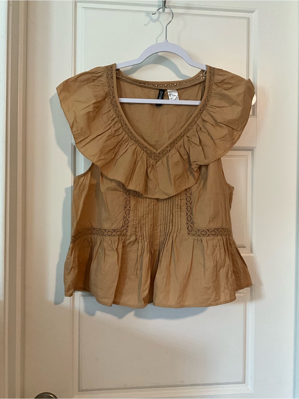 DIVIDED H&M Mustard Ruffle Peplum Blouse Women’s Size [Large] Boho Top